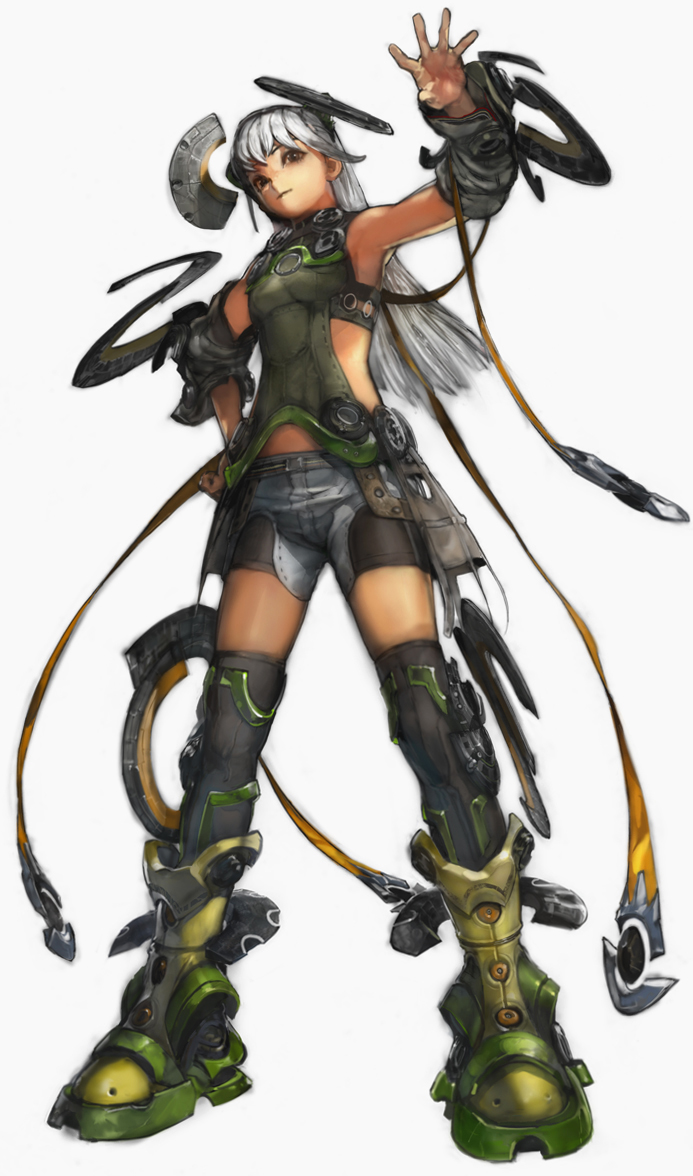 taiki (luster), original, silver hair, bad id, bad pixiv id, 1girl, boots, brown eyes, female focus, long hair, solo