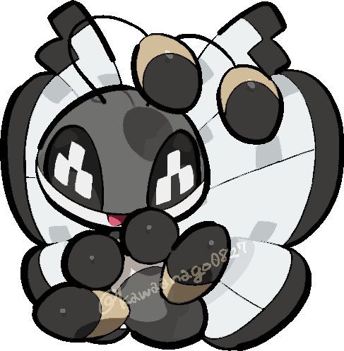 kawaanago, vivillon, vivillon (icy snow), nintendo, pokemon, commentary request, lowres, animal focus, antennae, bug, chibi, chibi only, full body, gen 6 pokemon, insect wings, no humans, open mouth, pokemon (creature), pokemon focus, smile, solo, transparent background, twitter username, wings