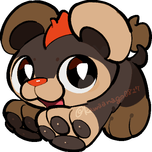 kawaanago, litleo, nintendo, pokemon, commentary request, lowres, :3, animal focus, black eyes, bright pupils, chibi, chibi only, full body, gen 6 pokemon, no humans, open mouth, pokemon (creature), pokemon focus, smile, solo, transparent background, twitter username, white pupils