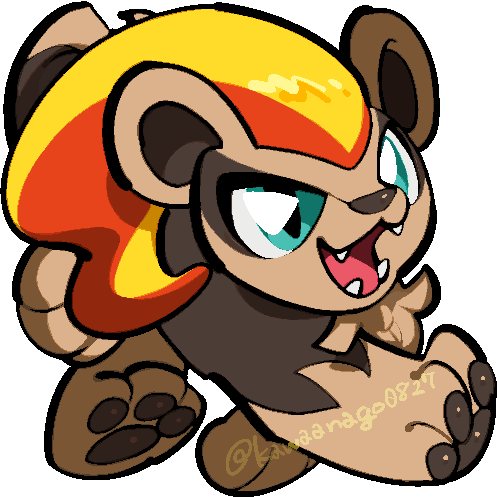 kawaanago, pyroar, pyroar (female), nintendo, pokemon, commentary request, lowres, animal focus, aqua eyes, chibi, chibi only, fangs, full body, gen 6 pokemon, no humans, open mouth, pokemon (creature), pokemon focus, solo, transparent background, twitter username