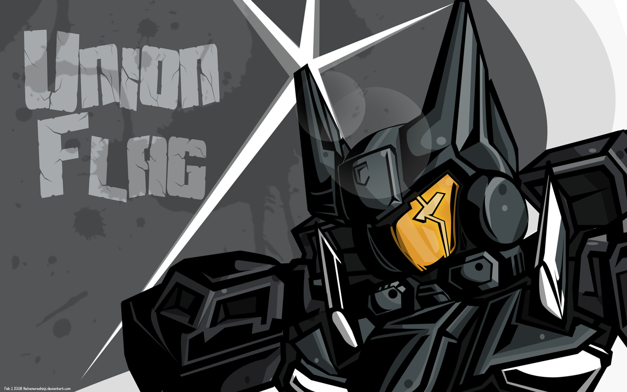 union flag, gundam, gundam 00, tengen toppa gurren lagann, mecha, parody, robot, style parody