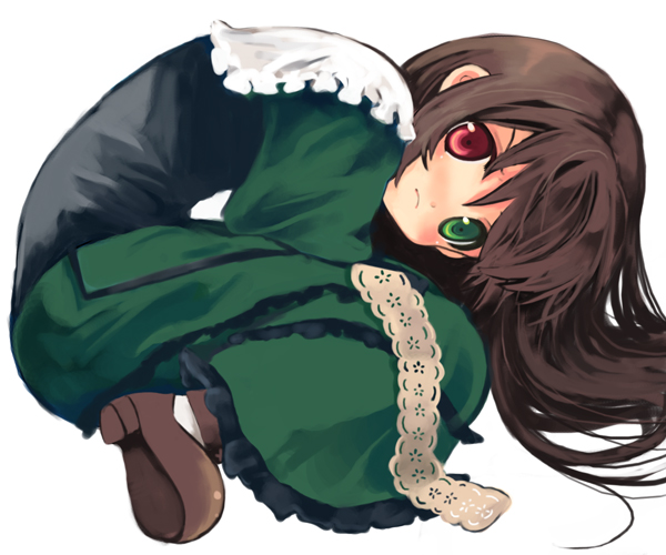 meronpan (artist), shiratama shima, suiseiseki, rozen maiden, bad id, bad pixiv id, 00s, brown hair, heterochromia, long hair, solo