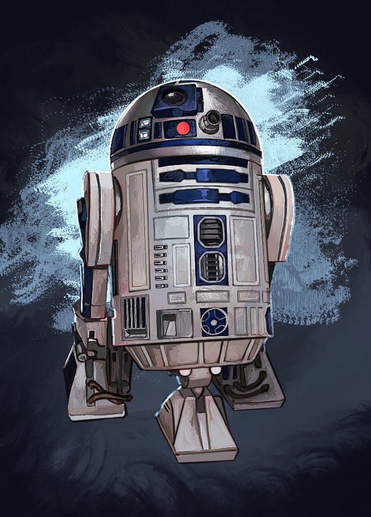 uzuri art, astromech droid, r2-d2, star wars, full body, no humans, robot, solo