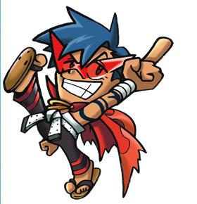 kamina (ttgl), tengen toppa gurren lagann, lowres, 00s, 1boy, bandages, blue hair, bodypaint, cape, chibi, glasses, grin, kamina shades, male focus, sandals, smile, solo, tattoo, triangular eyewear