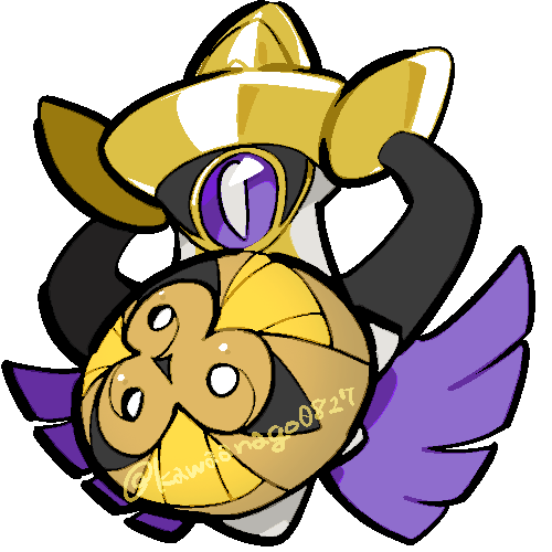 kawaanago, aegislash, nintendo, pokemon, commentary request, lowres, chibi, chibi only, full body, gen 6 pokemon, holding, holding shield, no humans, one-eyed, pokemon (creature), pokemon focus, shield, solo, transparent background, twitter username