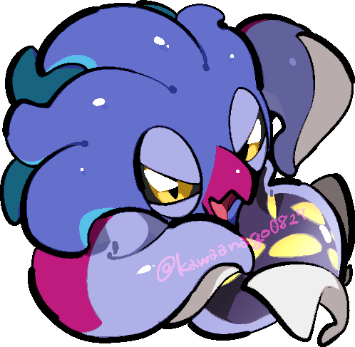 kawaanago, malamar, nintendo, pokemon, commentary request, lowres, beak, black sclera, chibi, chibi only, colored sclera, full body, gen 6 pokemon, no humans, open mouth, pokemon (creature), pokemon focus, solo, tentacles, transparent background, twitter username, yellow eyes