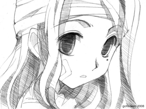 gofu, tsuyuri kohane, xxxholic, traditional media, 00s, greyscale, monochrome, sketch, solo