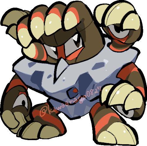 kawaanago, barbaracle, nintendo, pokemon, commentary request, lowres, chibi, chibi only, claws, full body, gen 6 pokemon, no humans, pokemon (creature), pokemon focus, transparent background, twitter username