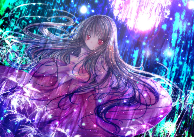kasuga sunao, houraisan kaguya, touhou, bad id, bad pixiv id, 1girl, black hair, female focus, long hair, solo