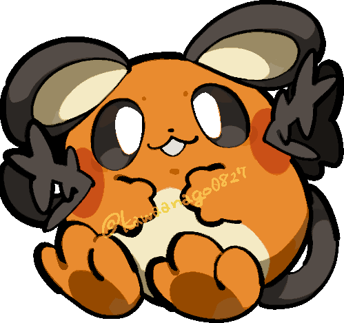 kawaanago, dedenne, nintendo, pokemon, commentary request, lowres, :3, animal focus, chibi, chibi only, closed mouth, dot nose, full body, gen 6 pokemon, no humans, pokemon (creature), pokemon focus, sitting, smile, solo, tooth, transparent background, twitter username