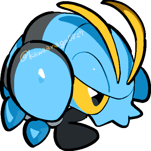 kawaanago, clauncher, nintendo, pokemon, commentary request, lowres, animal focus, chibi, chibi only, full body, gen 6 pokemon, no humans, pokemon (creature), pokemon focus, solo, transparent background, twitter username, yellow eyes