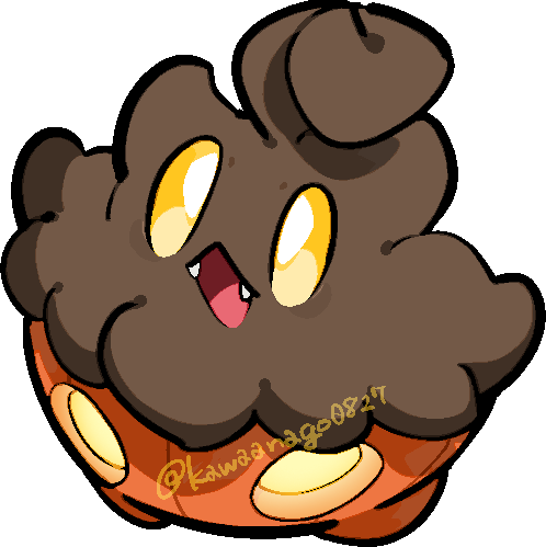 kawaanago, pumpkaboo, nintendo, pokemon, commentary request, lowres, chibi, chibi only, fangs, full body, gen 6 pokemon, no humans, open mouth, pokemon (creature), pokemon focus, solo, transparent background, twitter username