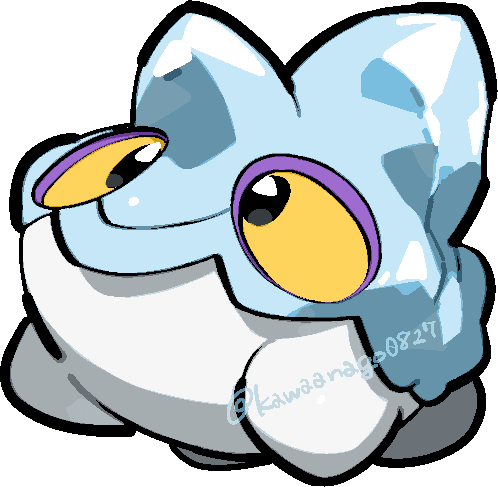 kawaanago, bergmite, nintendo, pokemon, commentary request, lowres, chibi, chibi only, full body, gen 6 pokemon, no humans, pokemon (creature), pokemon focus, solo, transparent background, twitter username