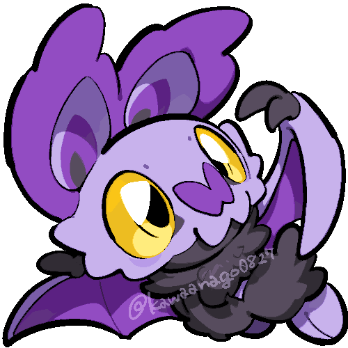 kawaanago, noibat, nintendo, pokemon, commentary request, lowres, animal focus, bat (animal), chibi, chibi only, full body, gen 6 pokemon, no humans, pokemon (creature), pokemon focus, solo, transparent background, twitter username