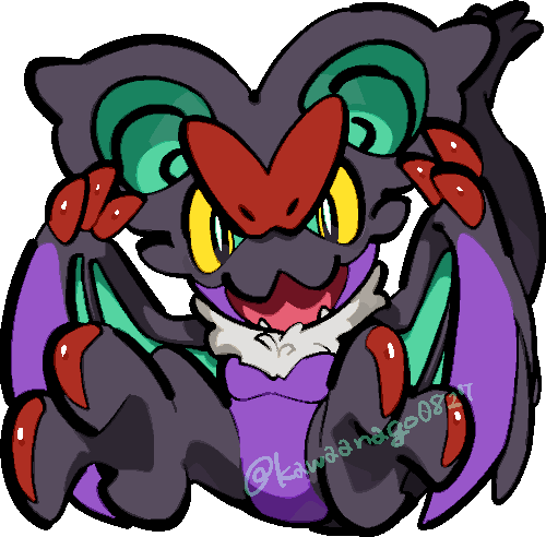kawaanago, noivern, nintendo, pokemon, commentary request, lowres, animal focus, chibi, chibi only, fangs, full body, gen 6 pokemon, no humans, open mouth, pokemon (creature), pokemon focus, solo, transparent background, twitter username