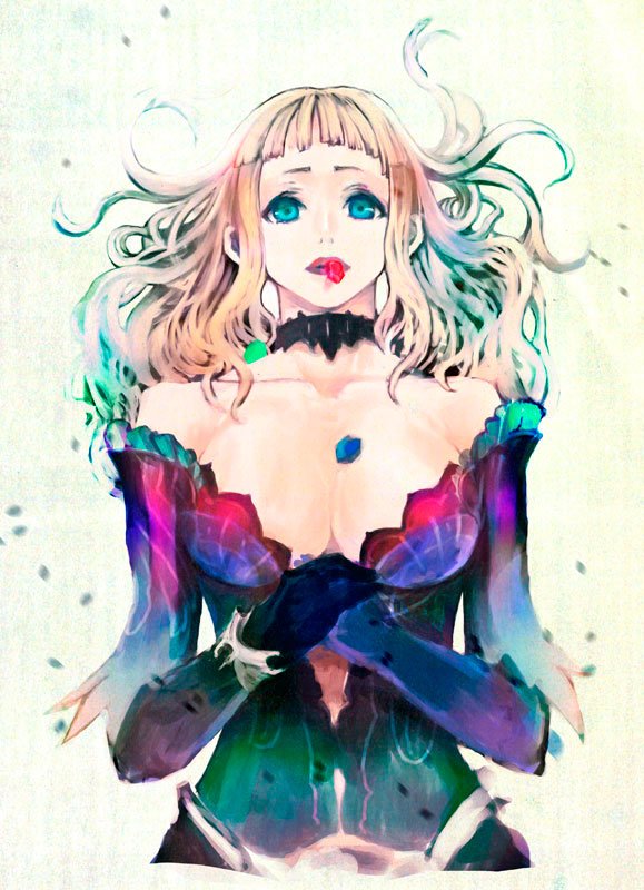 kiryuu tsukasa (citrocube), warlock (granado espada), granado espada, 1girl, aqua eyes, blonde hair, breasts, dress, female focus, solo
