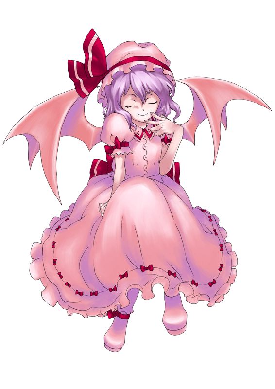 hisasi, remilia scarlet, touhou, animated, animated gif, 1girl, blinking, female focus, hat, one eye closed, ribbon, short hair, solo, wings, wink