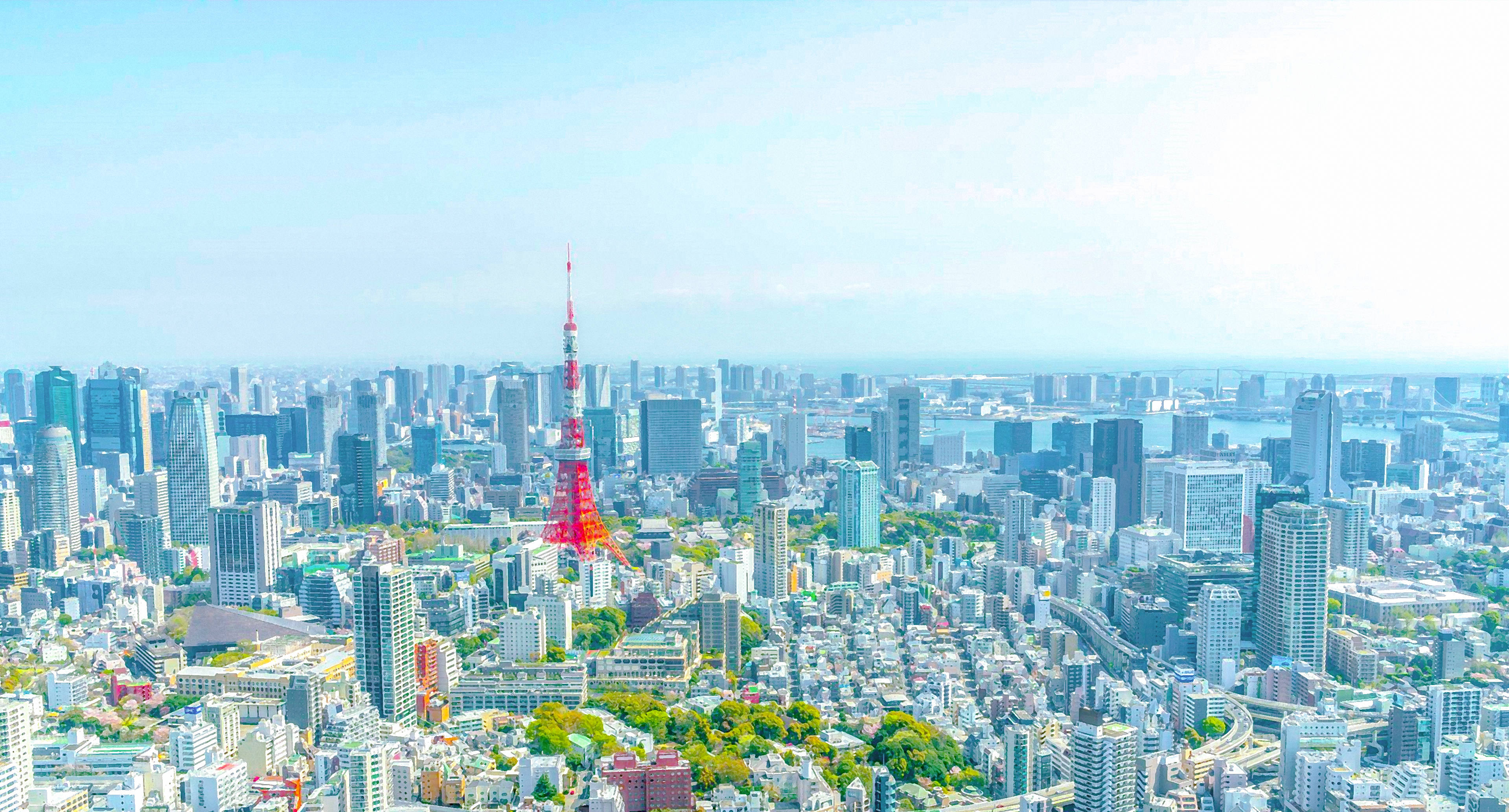 original, absurdres, commentary request, highres, blue sky, building, city, cityscape, day, leetius, no humans, outdoors, photorealistic, real world location, realistic, scenery, sky, skyline, skyscraper, tokyo (city), tokyo tower