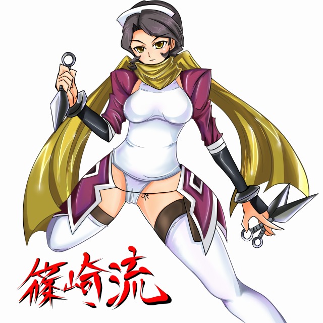 mikadorill, shinozaki sayoko, code geass, 00s, kunai, ninja, thighhighs, weapon