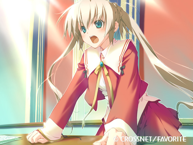kokonoka, rindou saki, happy margaret, happy margaret!, game cg, 1girl, blonde hair, female focus, school uniform, serafuku, solo, watermark