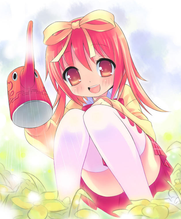aida takanobu, akihime sumomo, nanatsuiro drops, tagme, 00s, solo, thighhighs, white thighhighs, zettai ryouiki