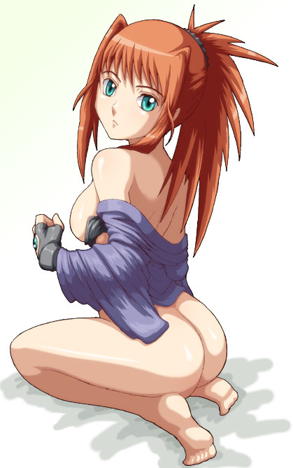 caryo, midori, tabigarasu, my-otome, 00s, 1girl, ass, barefoot, bottomless, breasts, female focus, large breasts, solo, topless female