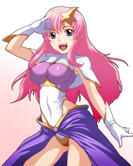 caryo, tabigarasu, meer campbell, gundam, gundam seed, gundam seed destiny, 00s, 1girl, female focus, hair ornament, leotard, solo, star (symbol), star hair ornament