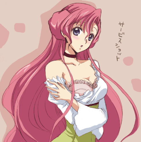 akina tsukako, euphemia li britannia, code geass, lowres, 00s, bra, donut hair bun, hair bun, lingerie, solo, underwear