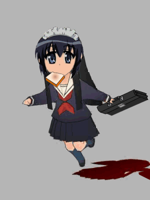 animated, animated gif, lowres, third-party edit, 1girl, bread, bread slice, female focus, food, mouth hold, running, school uniform, serafuku, solo, toast