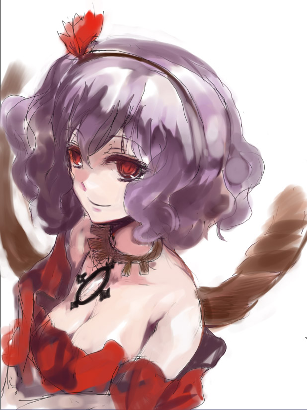 nokishita, yasaka kanako, touhou, 1girl, cleavage, female focus, rope, shimenawa, solo