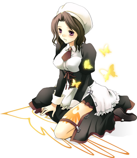 oujima tamaki, shannon (umineko), umineko no naku koro ni, 00s, brown hair, maid, purple eyes, solo