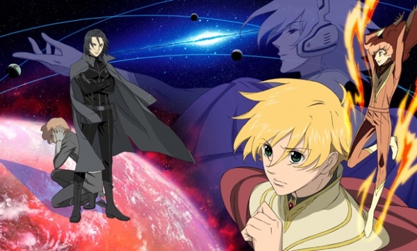 jomy marquis shin, keith anyan, physis, soldier blue, tony, tony (toward the terra), toward the terra, uniform, official art, 5boys, black hair, blonde hair, headphones, long hair, male focus, multiple boys, planet, short hair, space, standing, star (symbol)