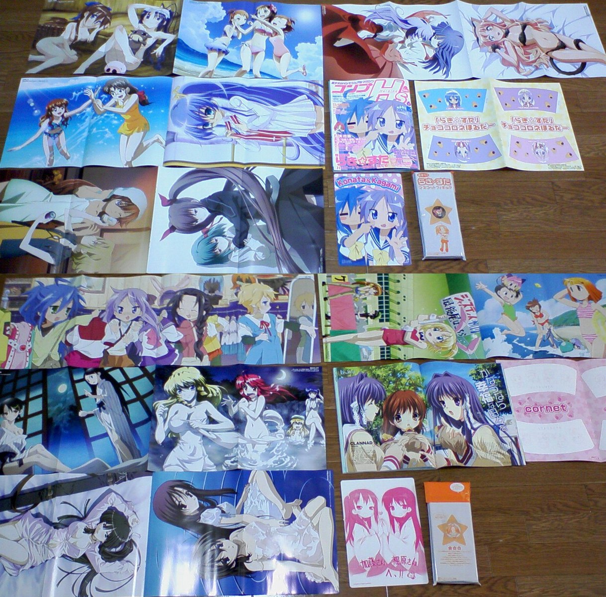 clannad, comp h's, lucky star, highres, photo (medium), 00s, 6+girls, multiple girls, poster (object)