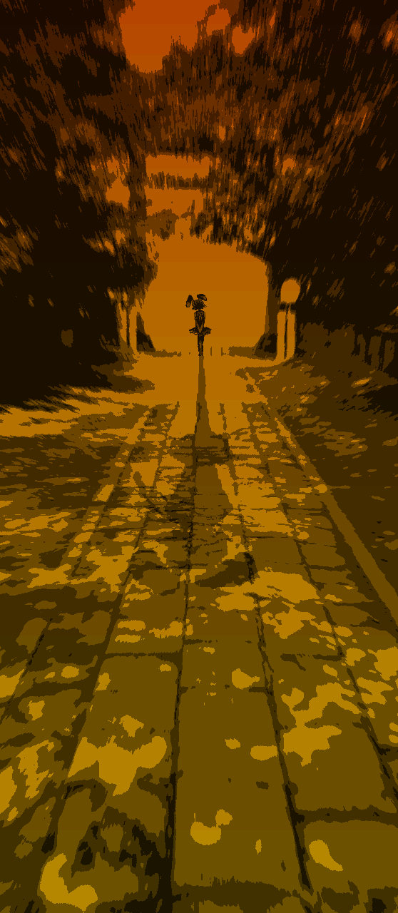 yoshioka yoshiko, inaba tewi, touhou, highres, 1girl, blurry, depth of field, female focus, monochrome, orange theme, shadow, solo