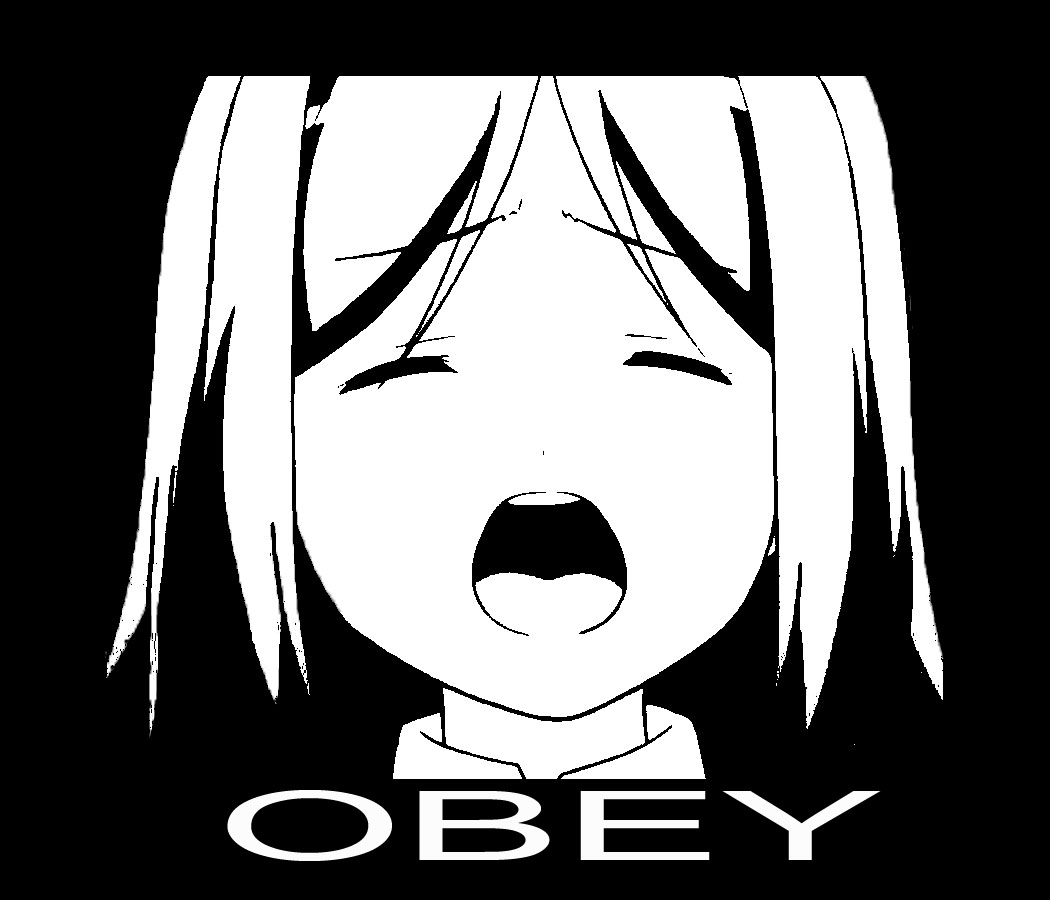zero no tsukaima 2, closed eyes, greyscale, monochrome, obey, open mouth, portrait, short hair, solo, teeth, tongue