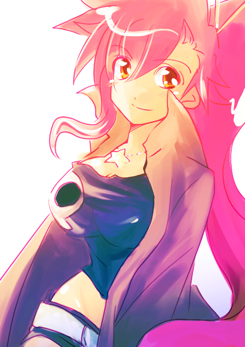 soyoking, yoko littner, tengen toppa gurren lagann, 00s, jacket, long hair, ponytail, red hair, solo, very long hair, yellow eyes