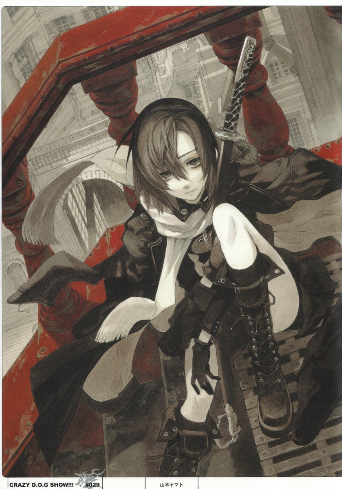 yamamoto yamato, fuyumine naoto, dogs: bullets & carnage, highres, katana, solo, sword, weapon