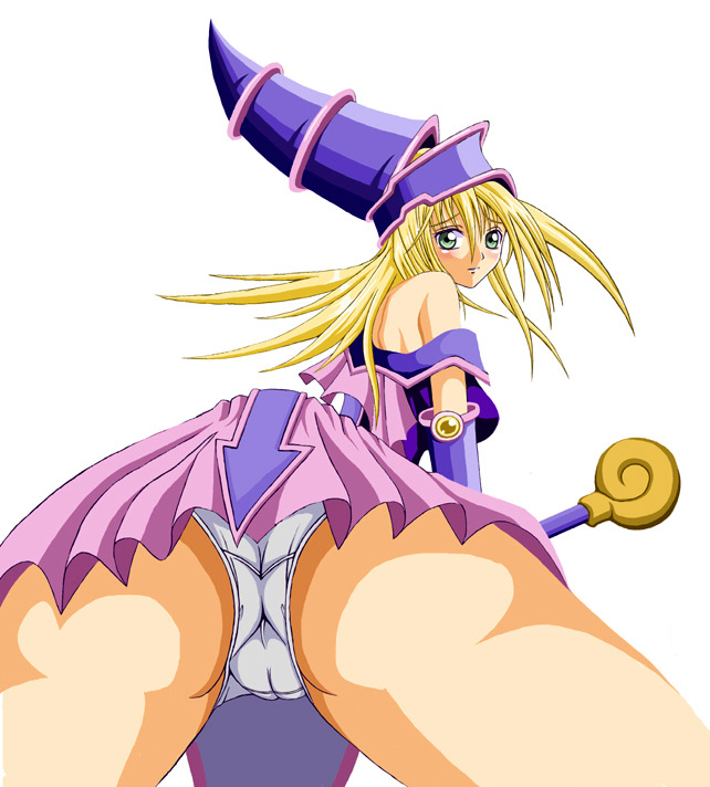 dark magician girl, yu-gi-oh!, yu-gi-oh! duel monsters, yuu-gi-ou, ass, blonde hair, duel monster, panties, underwear, upskirt
