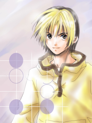 shindou hikaru, hikaru no go, lowres, 00s, 1boy, male focus, multicolored hair, solo, two-tone hair