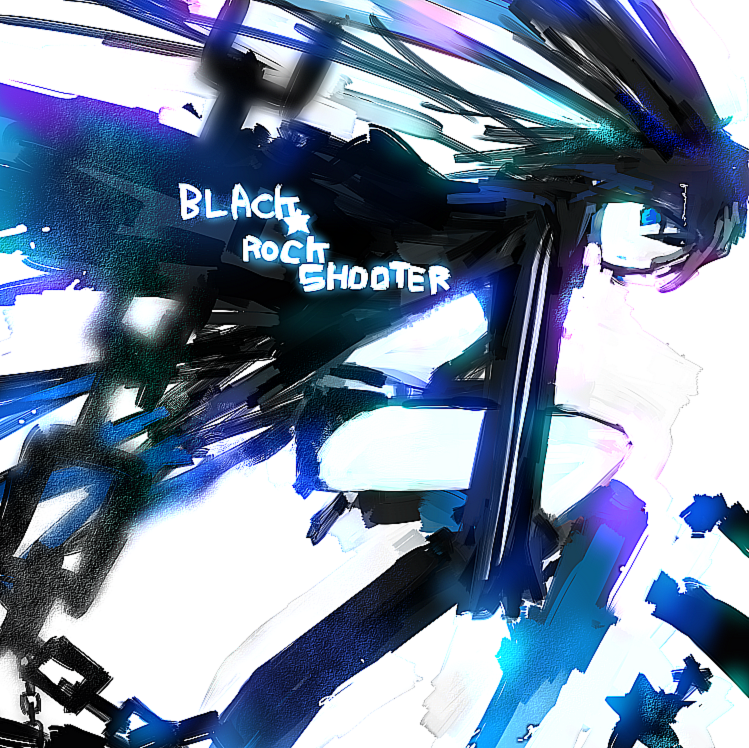 tsuchiya akira, black rock shooter (character), hatsune miku, black rock shooter, vocaloid, bad id, bad pixiv id, 10s, 1girl, blue eyes, female focus, long hair, midriff, shorts, solo, twintails