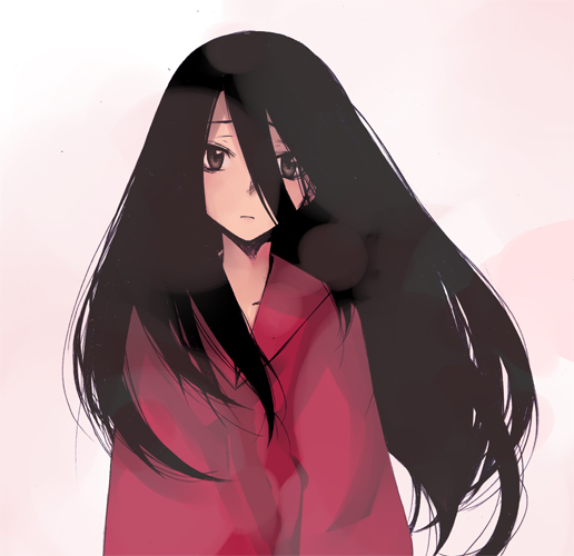 ikuhana niiro, bad id, bad pixiv id, 1girl, black hair, brown eyes, female focus, long hair, sad, solo