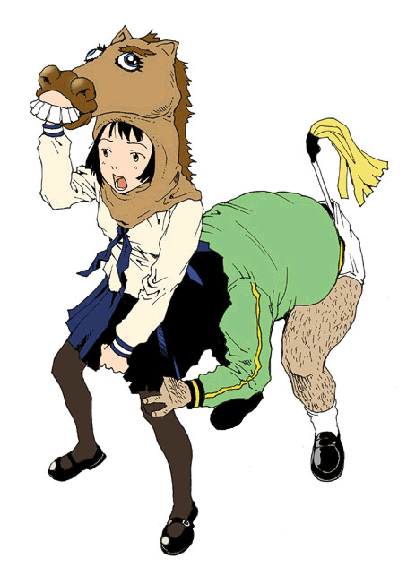 tamaoki benkyou, original, bad id, bad pixiv id, horse, pantyhose, school uniform, serafuku, what