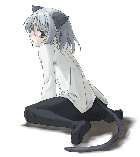 you2, sanya v. litvyak, strike witches, world witches series, 00s, 1girl, animal ears, black pantyhose, crotch seam, feet, female focus, pantyhose, solo, tail