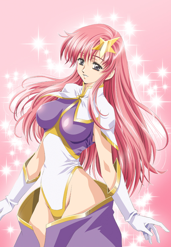 makaizou, meer campbell, gundam, gundam seed, gundam seed destiny, bad id, bad pixiv id, 00s, 1girl, female focus, hair ornament, leotard, long hair, pink hair, solo, star (symbol), star hair ornament