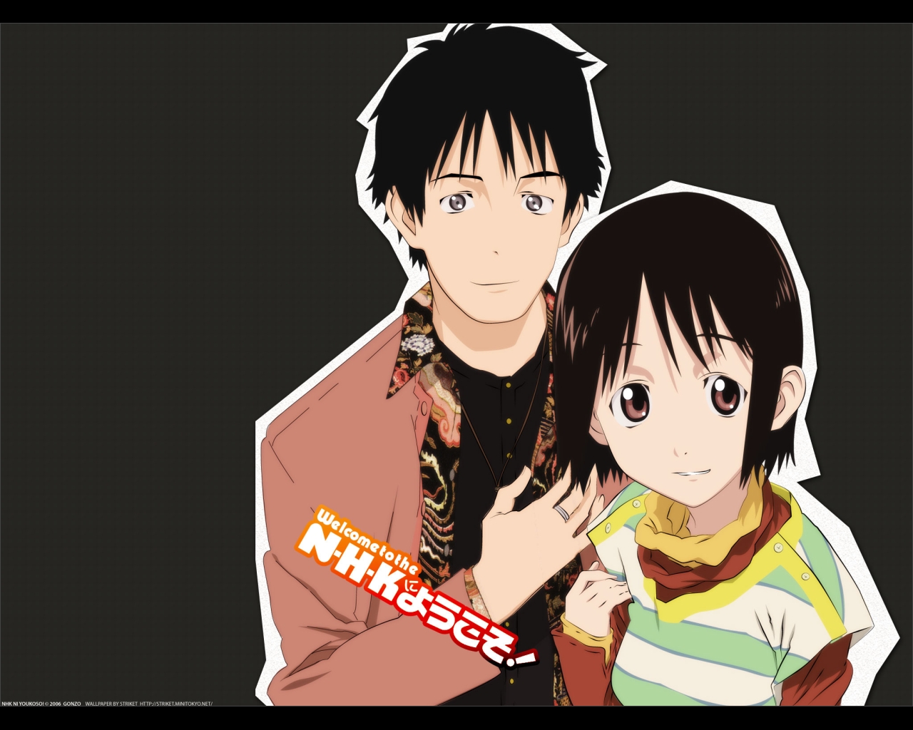 nakahara misaki, satou tatsuhiro, nhk ni youkoso!, 00s, 1boy, 1girl, bob cut, brown eyes, brown hair, short hair