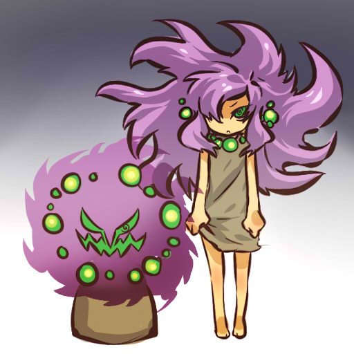 hitec, spiritomb, moemon, nintendo, pokemon, pokemon dppt, 00s, 1girl, barefoot, creature and personification, floating hair, gen 4 pokemon, long hair, personification, pokemon (creature)