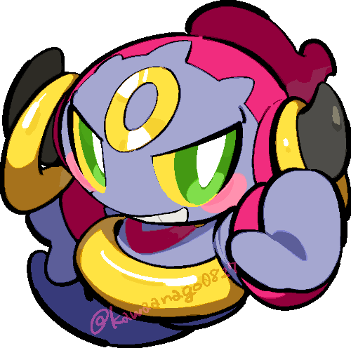 kawaanago, hoopa, hoopa (confined), nintendo, pokemon, commentary request, lowres, bright pupils, chibi, chibi only, colored sclera, full body, gen 6 pokemon, green eyes, grin, horns, legendary pokemon, mythical pokemon, pokemon (creature), pokemon focus, smile, solo, teeth, transparent background, twitter username, white pupils, yellow sclera