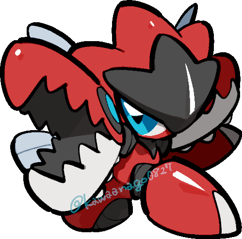kawaanago, mega scizor, scizor, nintendo, pokemon, commentary request, lowres, blue eyes, chibi, chibi only, full body, gen 2 pokemon, mega pokemon, pokemon (creature), pokemon focus, solo, transparent background, twitter username