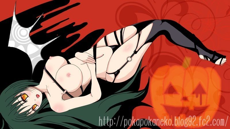 tagme, black hair, breasts, halloween, long hair, yellow eyes
