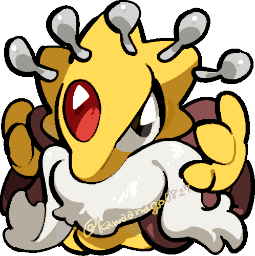kawaanago, alakazam, mega alakazam, nintendo, pokemon, commentary request, lowres, beard, chibi, chibi only, facial hair, forehead jewel, full body, gen 1 pokemon, mega pokemon, pokemon (creature), pokemon focus, solo, spoon, transparent background, twitter username